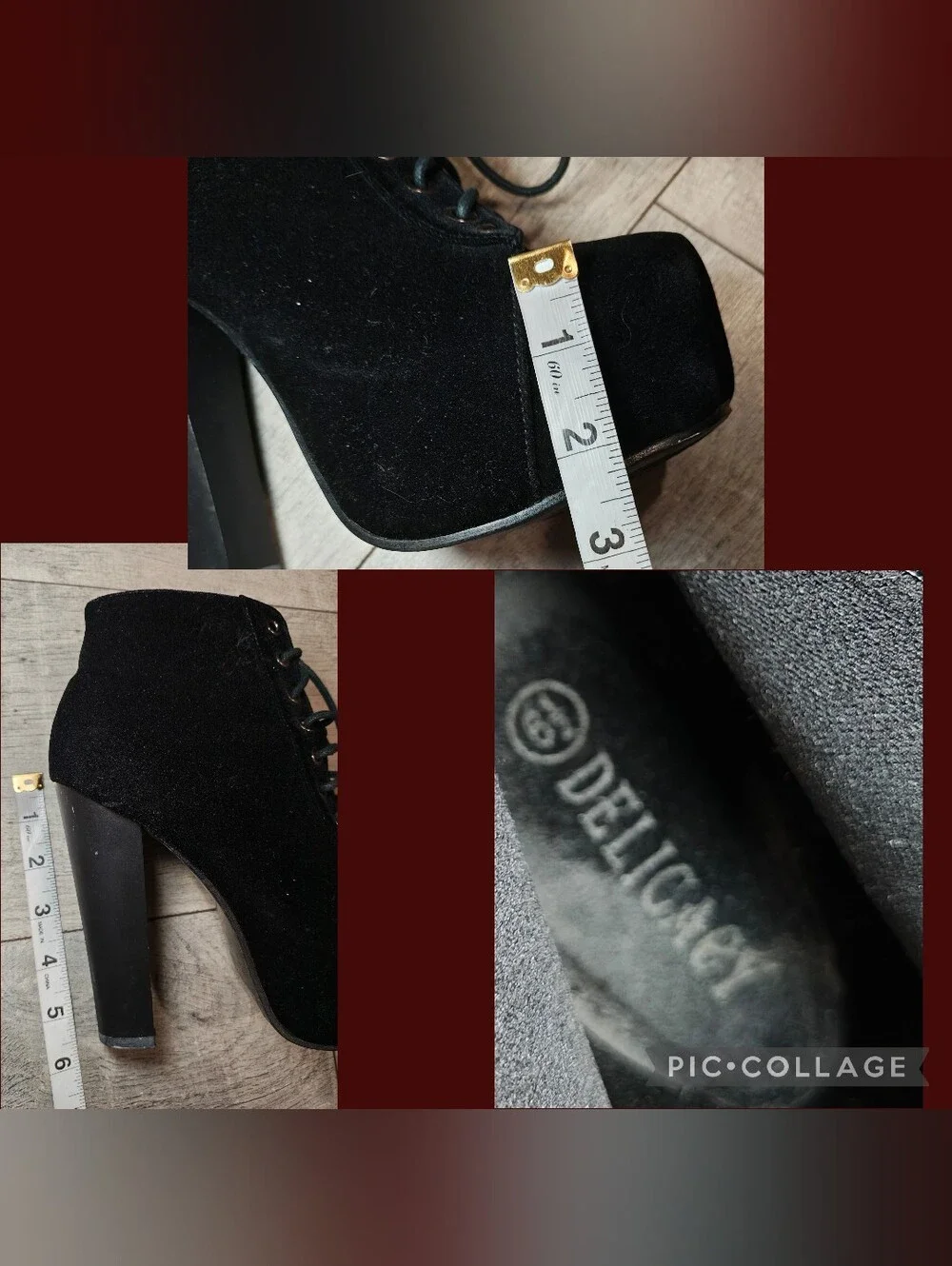 🖤Y2K Delicacy Black Velvet Platform Heel Boots🖤